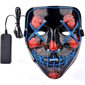 Funny Masks Halloween LED Mask Light Up Festival Cosplay Glow in Dark Blue Purge